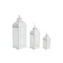 Ensemble de lanternes DKD Home Decor Blanc Métal Verre Arabe Finition vieillie 24 x 24 x 74 cm (3 Pièces)