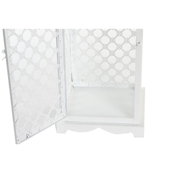 Ensemble de lanternes DKD Home Decor Blanc Métal Verre Arabe Finition vieillie 24 x 24 x 74 cm (3 Pièces)