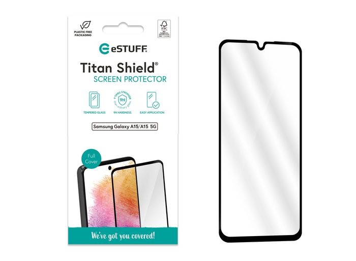eSTUFF Titan Shield® Protection d'écran Full Cover en Verre Trempé 9H Anti-Choc pour Samsung Galaxy A15 / A15 5G eSTUFF Titan Shield® Protection d'écran Full Cover en Verre Trempé 9H Anti-Choc pour Samsung Galaxy A15 / A15 5G