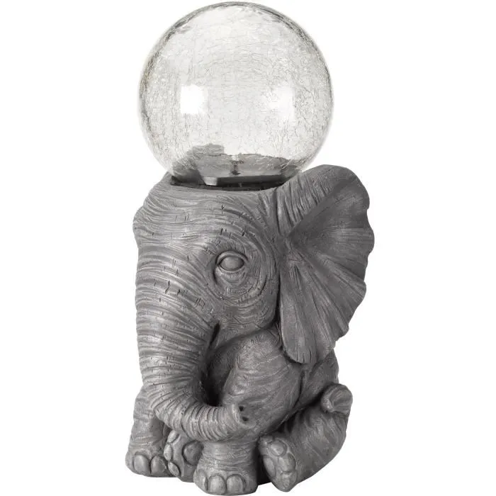 Orbe Éléphant Sculpture Lumineuse Extérieure Solaire LED en Résine et Verre - 35.5 x 17 cm - Blanc/Changement de Couleur - 2 Ans de Garantie Orbe Éléphant Sculpture Lumineuse Extérieure Solaire LED en Résine et Verre - 35.5 x 17 cm - Blanc/Changement de Couleur - 2 Ans de Garantie