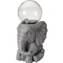 Orbe Éléphant Sculpture Lumineuse Extérieure Solaire LED en Résine et Verre - 35.5 x 17 cm - Blanc/Changement de Couleur - 2 Ans de Garantie