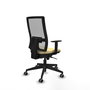 PIQUERAS Y CRESPO Chaise de bureau Horna, Similicuir crème et maille grise, Mécanisme Synchro