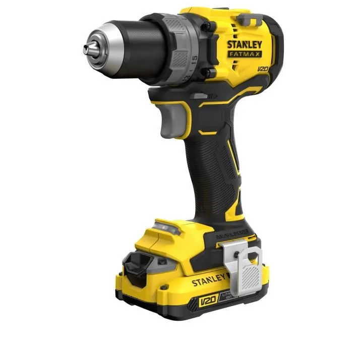 Stanley Fatmax Perceuse-Visseuse sans Fil 18V Brushless SFMCD725D2K-QW, 80Nm, 2 Vitesses, 2 Batteries 2Ah + Chargeur