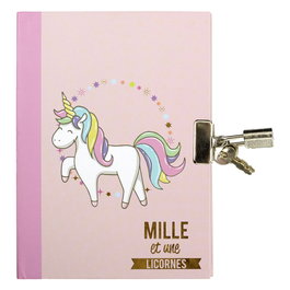 The Concept Factory Journal Licorne avec Cadenas, Modèles Assortis Rose ou Lilas
