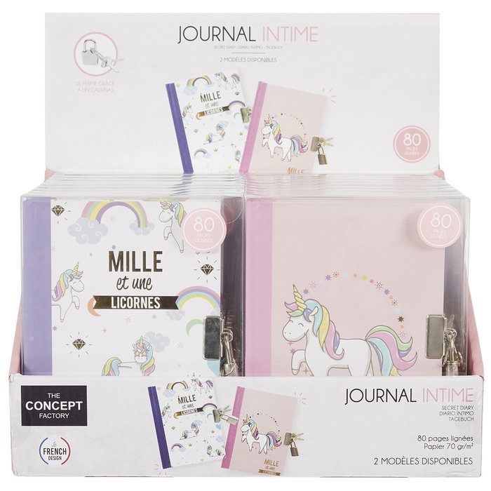 The Concept Factory Journal Licorne avec Cadenas, Modèles Assortis Rose ou Lilas The Concept Factory Journal Licorne avec Cadenas, Modèles Assortis Rose ou Lilas
