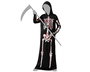 Déguisement Halloween Enfant 10-12 Ans Unisexe, Tunique de Squelette avec Capuche et Taches de Sang, Polyester Noir