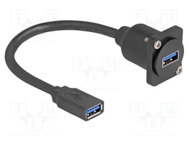 DELOCK Câble USB A socle vers USB A, 0,2m, noir