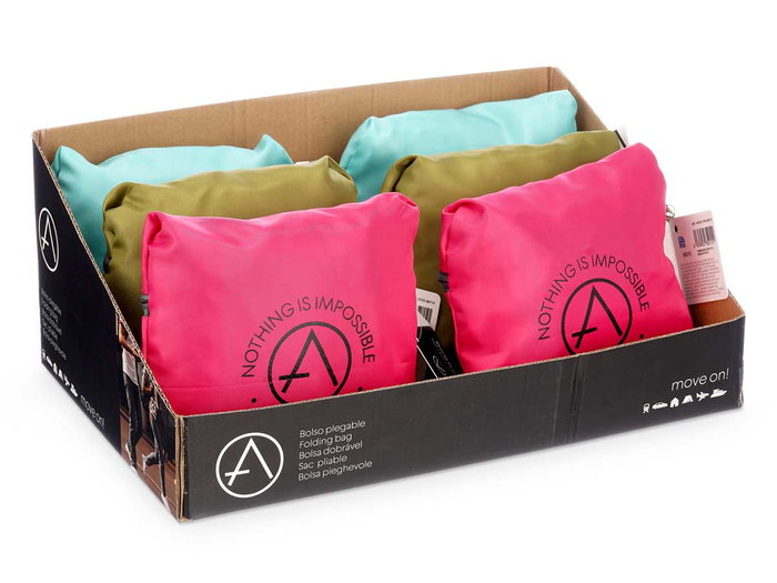 Arte Regal Bolso Plegable Ligero 44x37x18 cm Couleurs Assorties (Bleu, Rose, Vert) (Set de 12)