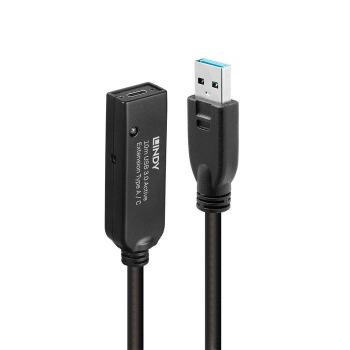 Lindy Câble d'extension active USB 3.0 Type A vers Type C 10 m, référence 43376, transfert 5 Gbps, avec verrouillage à vis Lindy Câble d'extension active USB 3.0 Type A vers Type C 10 m, référence 43376, transfert 5 Gbps, avec verrouillage à vis