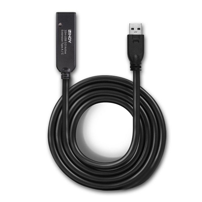 Lindy Câble d'extension active USB 3.0 Type A vers Type C 10 m, référence 43376, transfert 5 Gbps, avec verrouillage à vis Lindy Câble d'extension active USB 3.0 Type A vers Type C 10 m, référence 43376, transfert 5 Gbps, avec verrouillage à vis