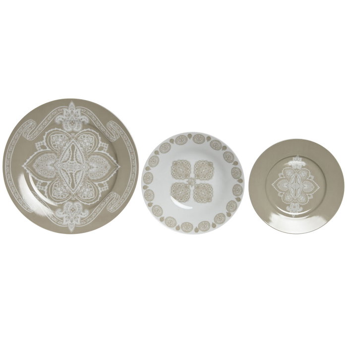 Service de Vaisselle Home ESPRIT Bleu Beige Porcelaine 18 Pièces 27 x 27 x 2 cm