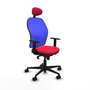 Piqueras y Crespo Chaise de Bureau Jorquera Rouge et Bleue avec Appui-tête