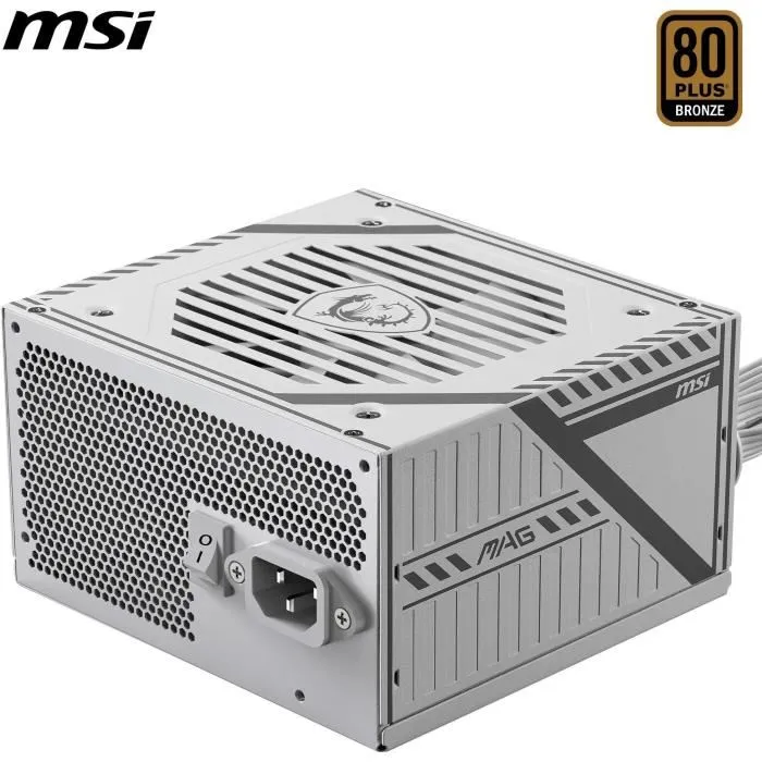 MSI MAG A650BNL WHITE Alimentation PC 650W 80 PLUS Bronze - Modèle 306-7ZPAX27-HH9, Ventilateur 120 mm Silencieux, Protections SCP/OVP/OCP/UVP