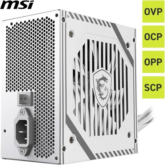 MSI MAG A650BNL WHITE Alimentation PC 650W 80 PLUS Bronze - Modèle 306-7ZPAX27-HH9, Ventilateur 120 mm Silencieux, Protections SCP/OVP/OCP/UVP