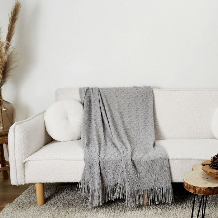 Home Deco Factory Mante en chenille grise 120x150 cm Home Deco Factory Mante en chenille grise 120x150 cm