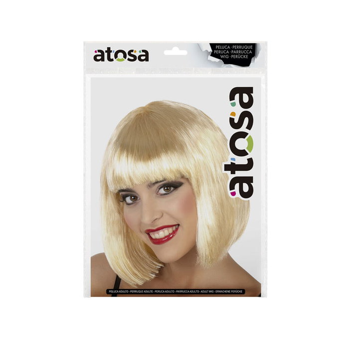 BigBuy Carnival Perruque Blonde Courte avec Frange Droite BigBuy Carnival Perruque Blonde Courte avec Frange Droite