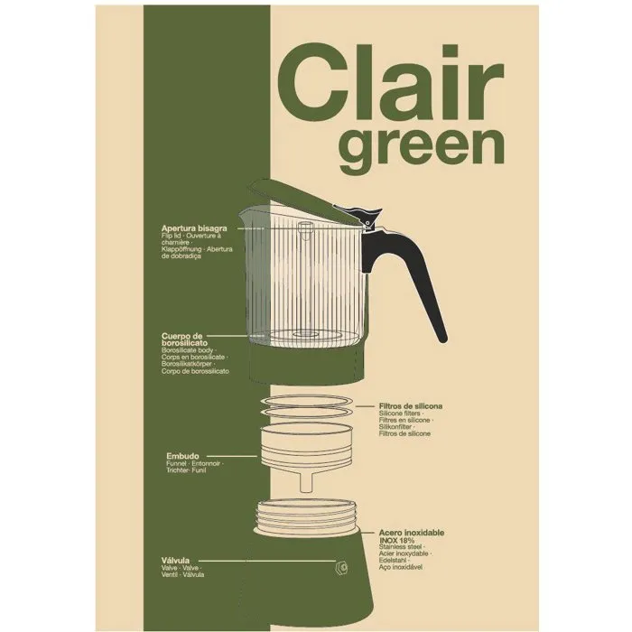 Inoxibar Cafetière Italienne Clair Vert 6 Tasses Inoxibar Cafetière Italienne Clair Vert 6 Tasses