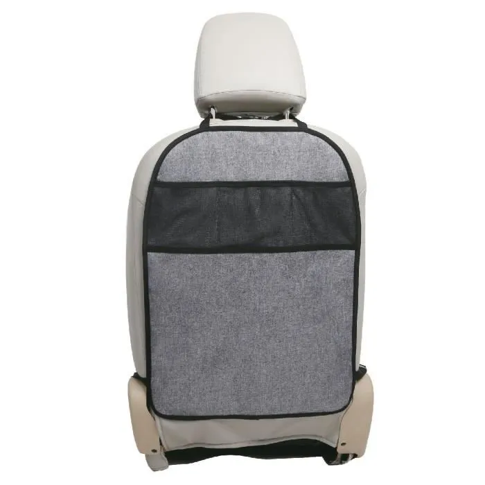 Tineo - Protection de siège voiture universelle avec filet de rangement - Évite les salissures par les pieds d'enfant - Fixation par clips - 61x45 cm - Lavable