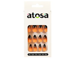 Atosa Ongles Postiches Halloween Design Loup-Garou Orange et Noir