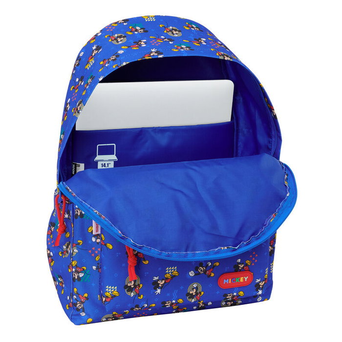 Today Sac à dos portable Mickey Disney pour ordinateur portable jusqu'à 14,1", compartiment rembourré, poche à bouteille, 31 x 13 x 43 cm