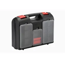 Adw Coffret à outils vide en plastique pour perceuse, avec compartiments, fabrication italienne, 44 x 33 x 35 cm, noir/rouge/gris
