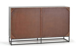 GINER Y COLOMER Aparador de 4 portes en bois de manguier et métal gris et marron