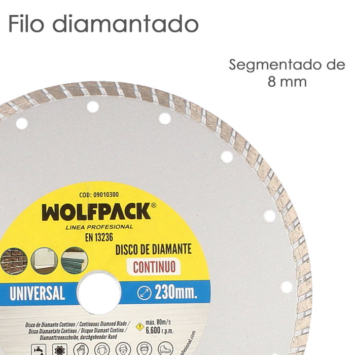 Wolfpack LINEA PROFESIONAL Disque diamant continu 230 mm Wolfpack LINEA PROFESIONAL Disque diamant continu 230 mm