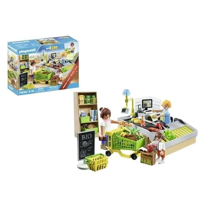 PLAYMOBIL 71648 Caisse de paiement supermarché My Life - Boîte promotionnelle de 65 pièces - Jouet dès 4 ans