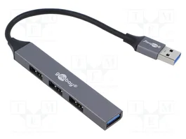 GOOBAY Hub USB 4 ports USB A, USB 3.2 et 2.0, gris