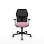 Chaise Alfera Synchrone/Traslack Maille/tissu Rose Maille Noir Base en nylon noir Accoudoirs noirs et blancs Sans appui-tête Roulettes 65mm pour moquette