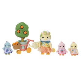Sylvanian Families - Famille Pájaro Cítrico 5860 avec 4 figurines (maman et 3 bébés) et accessoires pour la collection