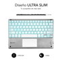 Subblim KBT-SMBT50 Clavier Bluetooth sans fil rétroéclairé 7 couleurs avec Touchpad pour tablette smartphone PC, QWERTY espagnol, argent