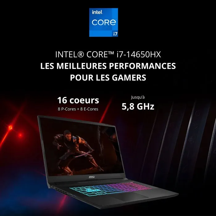 MSI Katana 15 HX B14WGK-818XFR - PC Portable Gamer - Écran 15.6" FHD 144 Hz - Intel Core i7-14650HX - NVIDIA GeForce RTX 5070 8 Go - 32 Go DDR5 - 512 Go SSD NVMe - FreeDOS MSI Katana 15 HX B14WGK-818XFR - PC Portable Gamer - Écran 15.6" FHD 144 Hz - Intel Core i7-14650HX - NVIDIA GeForce RTX 5070 8 Go - 32 Go DDR5 - 512 Go SSD NVMe - FreeDOS