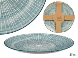 Vessia Assiette Plate Rayures Bleu 27 cm (Set de 24)