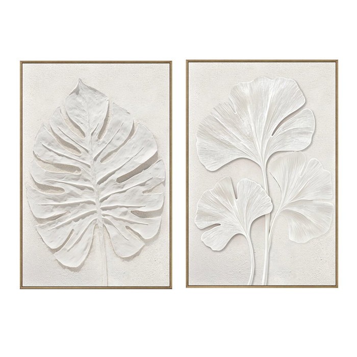 Home ESPRIT Toile Blanc Feuille d'une plante Scandinave 60 x 3,7 x 90 cm (2 Unités) Home ESPRIT Toile Blanc Feuille d'une plante Scandinave 60 x 3,7 x 90 cm (2 Unités)