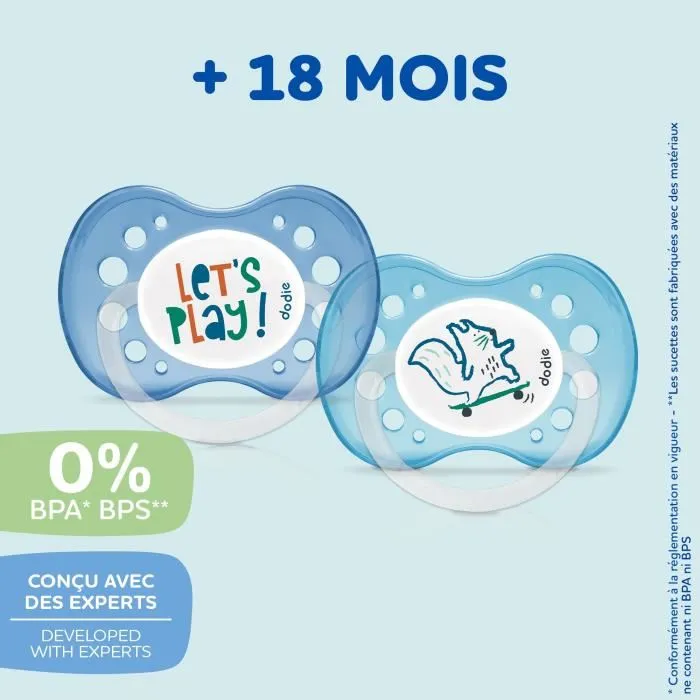 Dodire Mam Dodie Sucettes Anatomiques Sans BPA +18 Mois - Lot de 3 Modèles : Let's Play, Écureuil, Fusée Nuit Dodire Mam Dodie Sucettes Anatomiques Sans BPA +18 Mois - Lot de 3 Modèles : Let's Play, Écureuil, Fusée Nuit