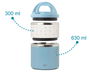KioKids Termo gourde isotherme pour enfants 930 mL, compartiment 300 et 630 mL, acier inoxydable 304, bleu, sans BPA, Petits moments