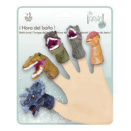 Tachan - Pack Marionnettes De Doigts Dinosaures - Set de 5 marionnettes en caoutchouc - Jouet éducatif pour enfants +3 ans