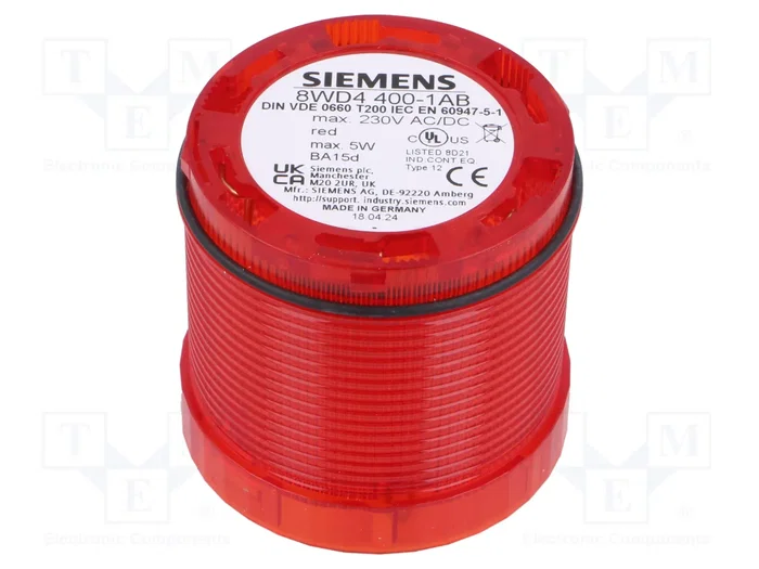 SIEMENS 8WD4400-1AB Avertisseur lumineux rouge 12÷240VDC/AC Ø70x65,5mm SIEMENS 8WD4400-1AB Avertisseur lumineux rouge 12÷240VDC/AC Ø70x65,5mm