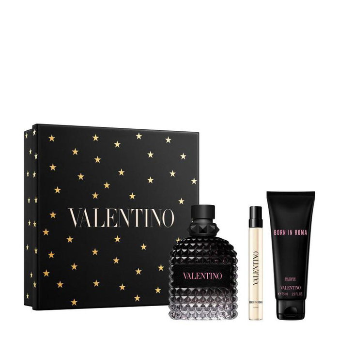 Valentino Uomo Born in Roma Eau de Toilette - Flacon 100ml, Gel Douche 75ml + Flacon Voyage 10ml - Coffret Cadeau Valentino Uomo Born in Roma Eau de Toilette - Flacon 100ml, Gel Douche 75ml + Flacon Voyage 10ml - Coffret Cadeau