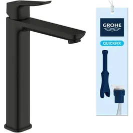 Grohe - Mitigeur de lavabo DICE XL Noir mat, corps lisse sans vidage, technologie SilkMove, finition durable anti-calcaire, pour vasque à poser, débit 5 l/min à 3 bars