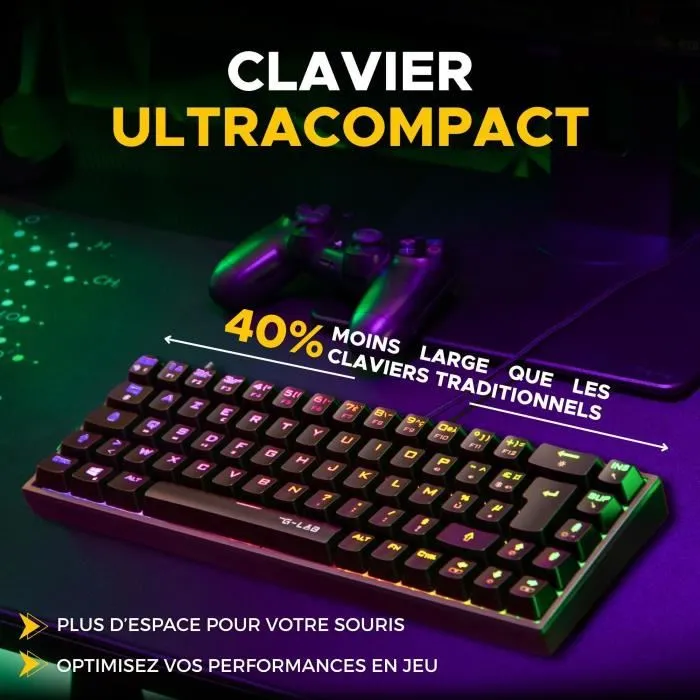 The G-Lab COMBO TITAN - Pack Gaming 2 en 1 : Clavier Mécanique 65% (Switches Rouges) et Souris RGB 12800 DPI - Rétroéclairage RGB, Anti-Ghosting, 1000Hz, Pour E-Sport et Jeu