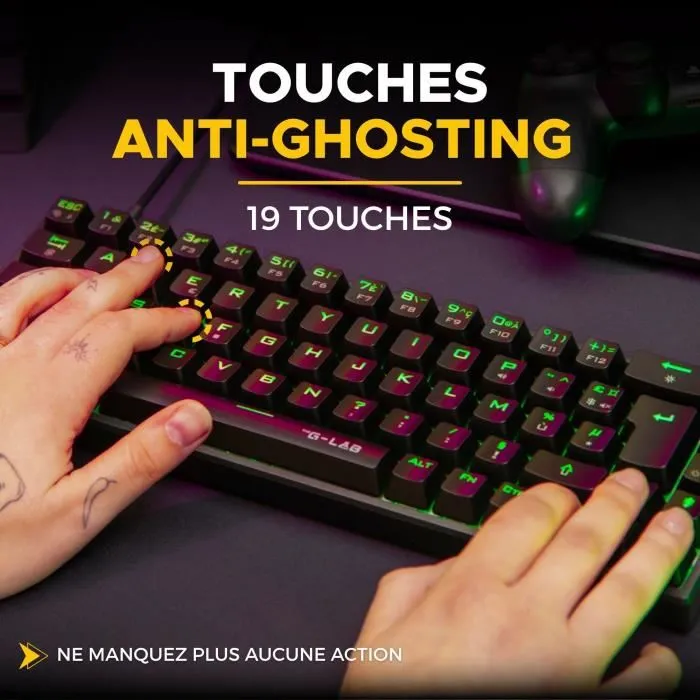 The G-Lab COMBO TITAN - Pack Gaming 2 en 1 : Clavier Mécanique 65% (Switches Rouges) et Souris RGB 12800 DPI - Rétroéclairage RGB, Anti-Ghosting, 1000Hz, Pour E-Sport et Jeu