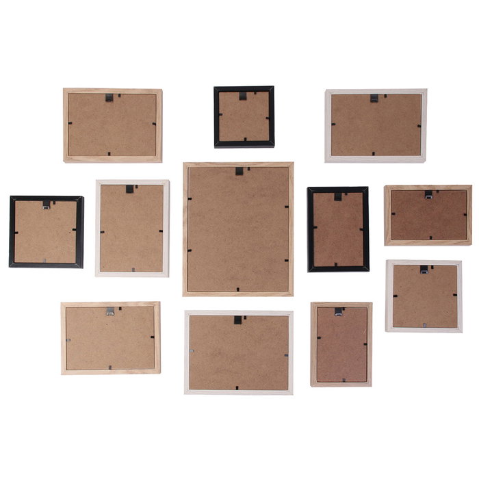 Home Deco Factory Lot de 12 Cadres Photo en Bois et Noir