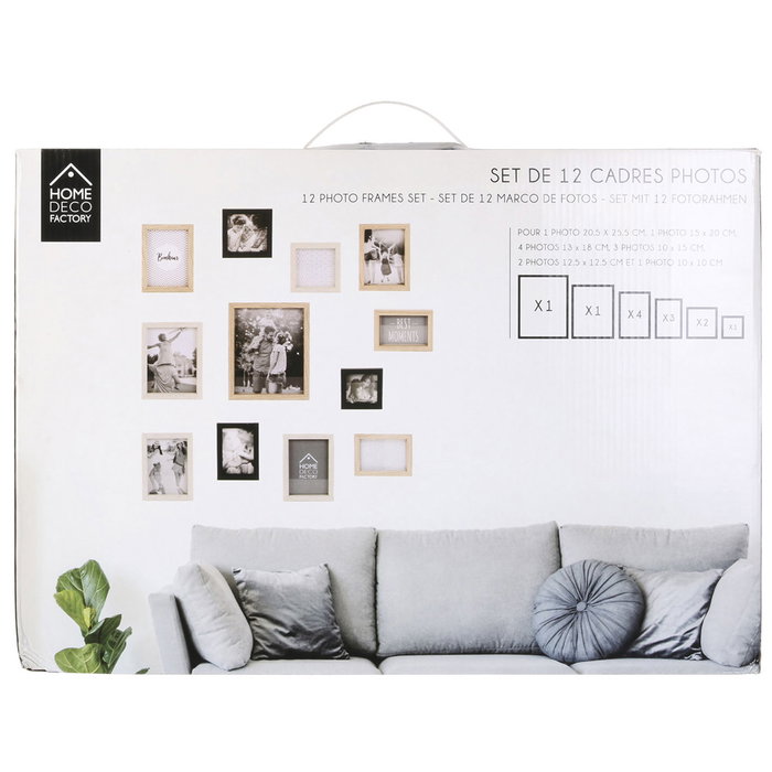 Home Deco Factory Lot de 12 Cadres Photo en Bois et Noir