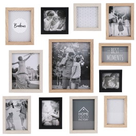 Home Deco Factory Lot de 12 Cadres Photo en Bois et Noir