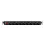 Lanberg Reglette 9 Prises Schuko 16A 300cm Aluminium Noir 1U Horizontal pour Rack 19"