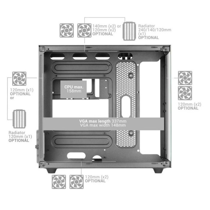 Mars Gaming Boîtier PC MicroATX Cube MCNOVAM Double Vitre Trempée Noire Mars Gaming Boîtier PC MicroATX Cube MCNOVAM Double Vitre Trempée Noire
