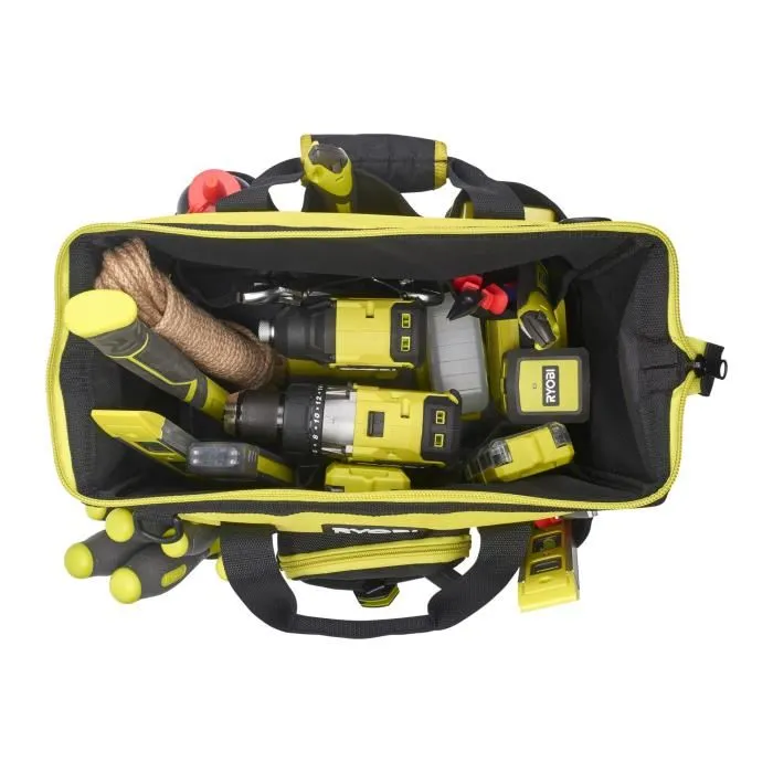 Ryobi Sac de Transport RSSSTB1 - Sac avec Fond Renforcé 38 x 29 x 20,5 cm pour Outils, Multiples Poches, Base Imperméable