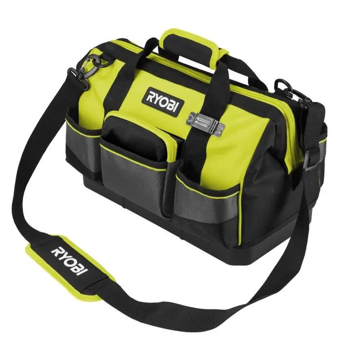 Ryobi Sac de Transport RSSSTB1 - Sac avec Fond Renforcé 38 x 29 x 20,5 cm pour Outils, Multiples Poches, Base Imperméable